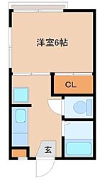 コーポスカイ 1Kの間取図画像