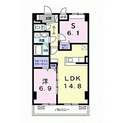 エアリーヒルズ芦屋 1SLDKの間取図画像