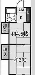 ハイツ秀峰 2Kの間取図画像