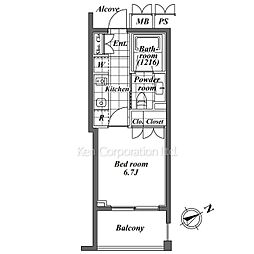 オーパスレジデンス恵比寿 2階ワンルームの間取り