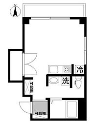 プライムコート 2階ワンルームの間取り