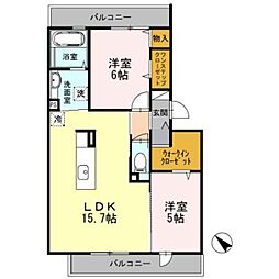 パークサイドヴィラ中百舌鳥 2LDKの間取図画像