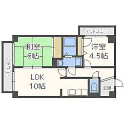 4丁目ヴィレッヂ 4階2LDKの間取り