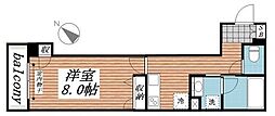 八幡宿マンション 1Kの間取図画像