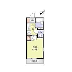 グランフォレスタみずほ台 1Kの間取図画像