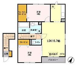 プリムヴィラ 2LDKの間取図画像