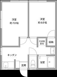 グリーンハイム東尾久 2Kの間取図画像