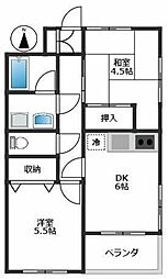 レジデンス扇 2DKの間取図画像