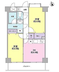 エクレール上池台 2DKの間取図画像