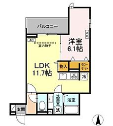 D'Bless鶴見 1LDKの間取図画像