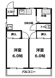 中野コーポラス 2DKの間取図画像