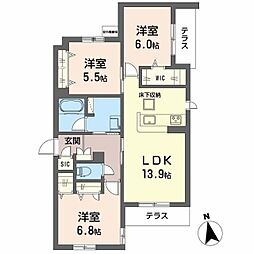 シャーメゾン 伽羅橋 3LDKの間取図画像