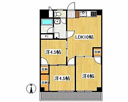 学園スカイビル 3LDKの間取図画像