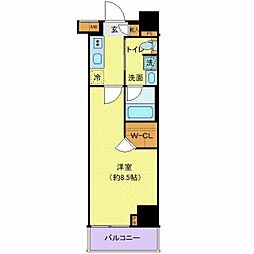ベルシード中板橋II 7階1Kの間取り