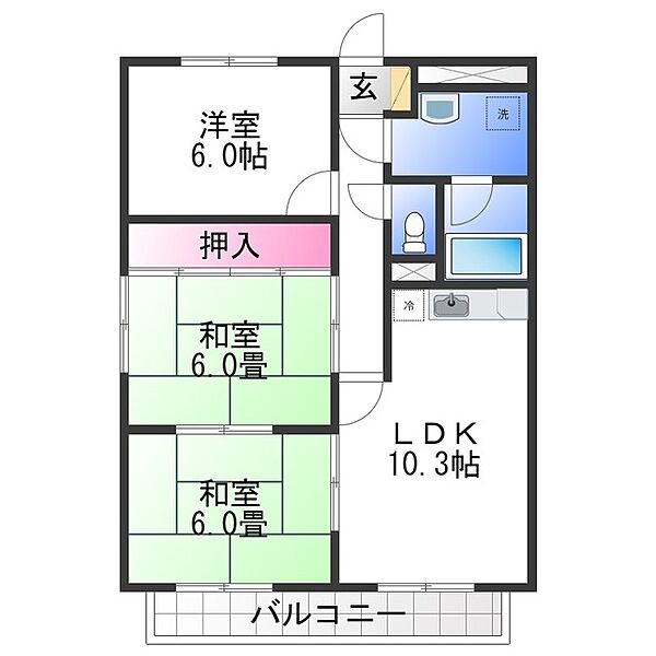 メゾンホワイト ｜大阪府河内長野市昭栄町(賃貸アパート3LDK・2階・65.50㎡)の写真 その2