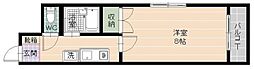 サンヴューパレス荒江 1Kの間取図画像