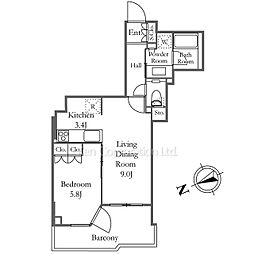 プラウド恵比寿ディアージュ 1LDKの間取図画像