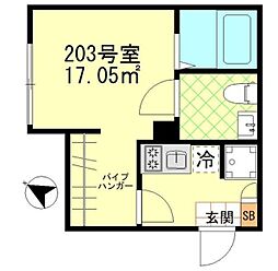リバティー戸越公園 2階1Kの間取り