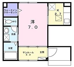 ユーステス鎌倉 1Kの間取図画像