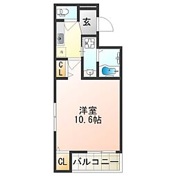 フジパレス山之内2番館 1Kの間取図画像