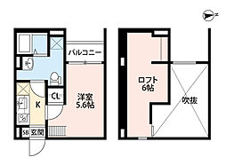 アベニール林寺 1Kの間取図画像