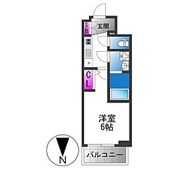エスリード大阪城EAST 1Kの間取図画像