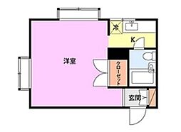 コーポあかさわ 1Kの間取図画像