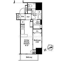 朝日マンション五反田 1LDKの間取図画像