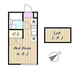 エンゼルハイム ワンルームの間取図画像