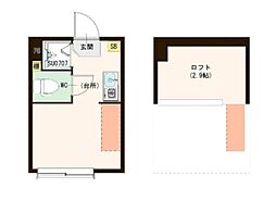 東京メトロ有楽町線 平和台駅 徒歩10分の賃貸アパート 1階ワンルームの間取り