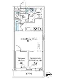 プラネソシエプラス桜台 1階2LDKの間取り