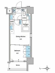 ルフォンプログレ門前仲町マークス 1DKの間取図画像