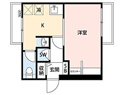 パークハイツ東松原 1Kの間取図画像