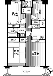 グリーンパレス石川 3LDKの間取図画像