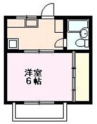 ヴィラ・ベルデュール 1Kの間取図画像