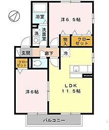グランミールB 2LDKの間取図画像
