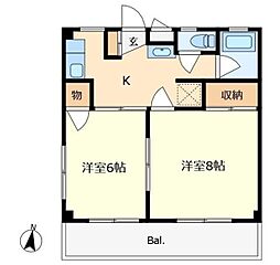 ノーブルマンション 2階2Kの間取り