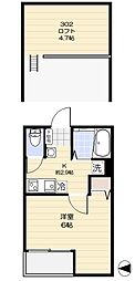 コンフィア目黒本町 1Kの間取図画像