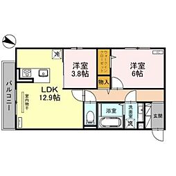 Hanano 2LDKの間取図画像
