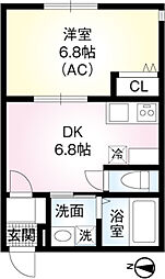 ＳＱＵＡＲＥ2 1階1DKの間取り