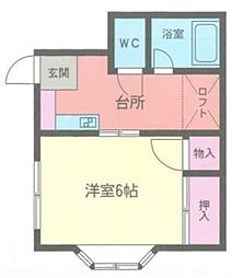 ハイポートA棟 1Kの間取図画像