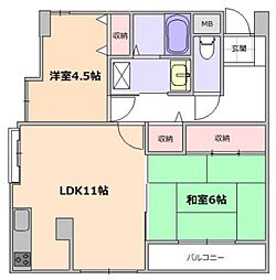 エスポワール 2LDKの間取図画像