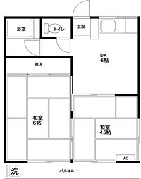第2コーポ飯倉 2階2DKの間取り