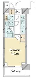 ドゥーエ新横浜 1Kの間取図画像