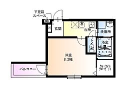 フジパレス今川公園東V番館 1Kの間取図画像