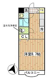 サンフィール2 1DKの間取図画像