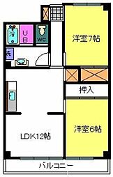 第3仲町マンション 2LDKの間取図画像