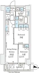 ロイヤルパークス赤羽サウス 6階2LDKの間取り