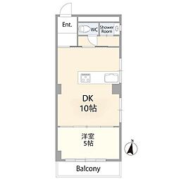 関興グリーンハイツ 3階1DKの間取り