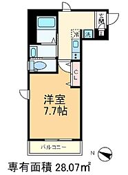 アスティオン 1Kの間取図画像
